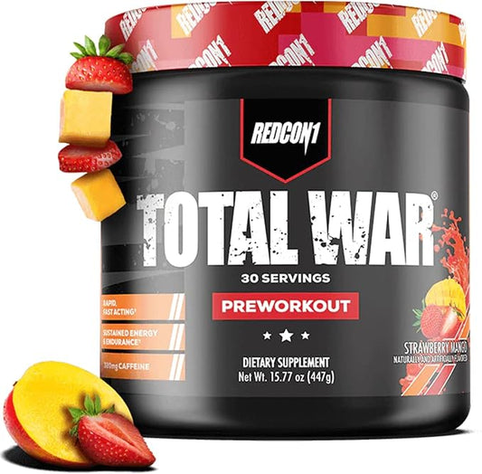 REDCON1 Total War Pre Workout, Strawberry Mango - L Citrulline, Malic Acid, Green Tea Leaf Extract