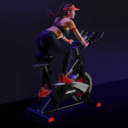 JOROTO X2|X2PRO Exercise Bike, X4S Bluetooth Stationary Indoor Cycling Bike with Readable 100 Levels Magnetic Resistance, Plus 12.6 inch Tablet Bracket Exercise Bikes for Home