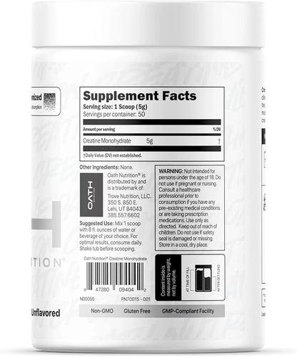 Ultra Micronized Creatine Monohydrate Powder, Unflavored, Gluten Free, Non GMO, Creatine Powder for Women and Men, 5,000g per Serving, 50 Servings