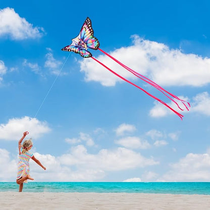 Butterfly Kites for Kids & Adults, Easy to Fly Design with Long Tail for Stability, for Kids Ages 4-8 & Beginners, Beach & Park Use | Family Outdoor Fun