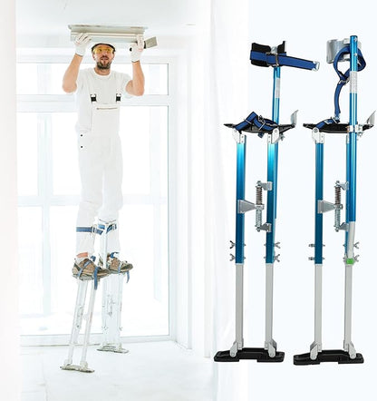 36"-50" Black Drywall Stilts Aluminum Tool Stilt with Protective Knee Pads Portabl Adjustable For Painter Walking Painting