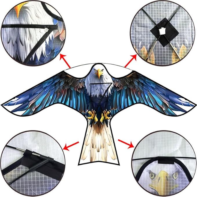HENGDA KITE Bird Hawk Flying Kite Without Pole for Crops Farm Protector Bird Scarer Flying Kite Without Pole Bule