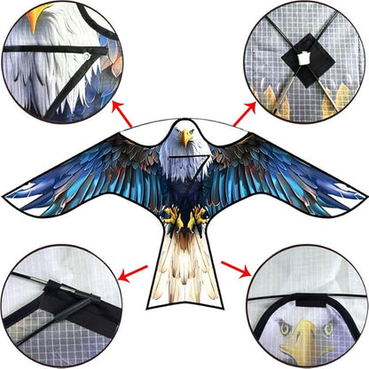 HENGDA KITE Bird Hawk Flying Kite Without Pole for Crops Farm Protector Bird Scarer Flying Kite Without Pole Bule