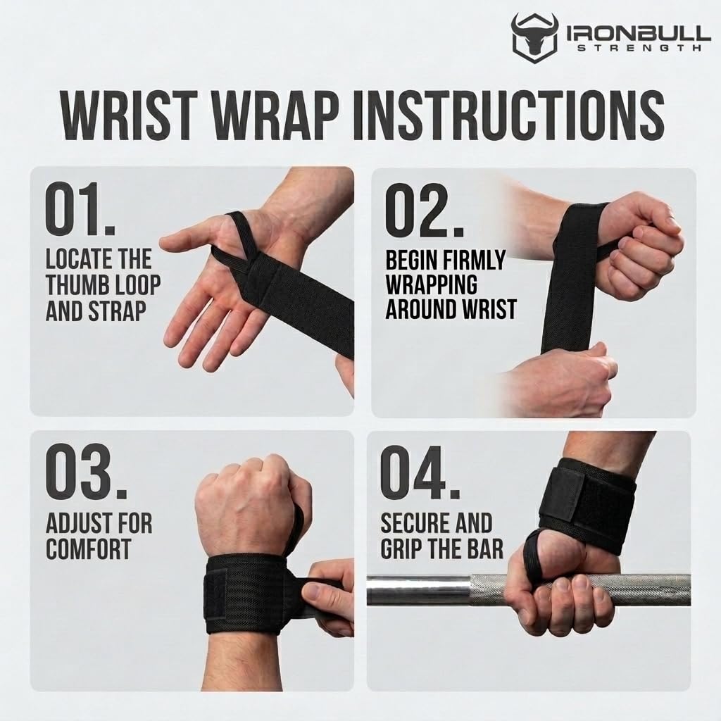 Wrist Wraps for Weightlifting & Powerlifting (18") - Premium Quality Wrist Straps for Weight