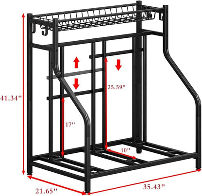 Bike Rack Storage Stand Organizer Floor Holds 3 Bicycle Parking Freestanding Adjustable Garage Indoor Outdoor Bike and Sports Storage Station, Black (3 Bike Stand)