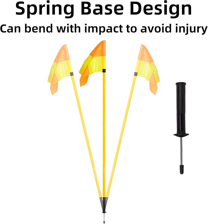 Soccer Corner Flags Set of 4 for Soccer Field, Adjustable Spring Loaded Soccer Flags Agility Training Poles Soccer Sticks, Speed and Agility Training Equipment with Storage Bag-5FT