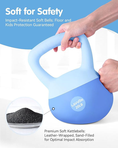 Soft Kettlebell - Cushioned Impact-Resistant Base and Anti-Slip, Kettle bell Anti-Slip Grip Weight for Home Workouts, Safe Strength Training Kettlebells Sets for Women & Men, With Non-slip Gloves