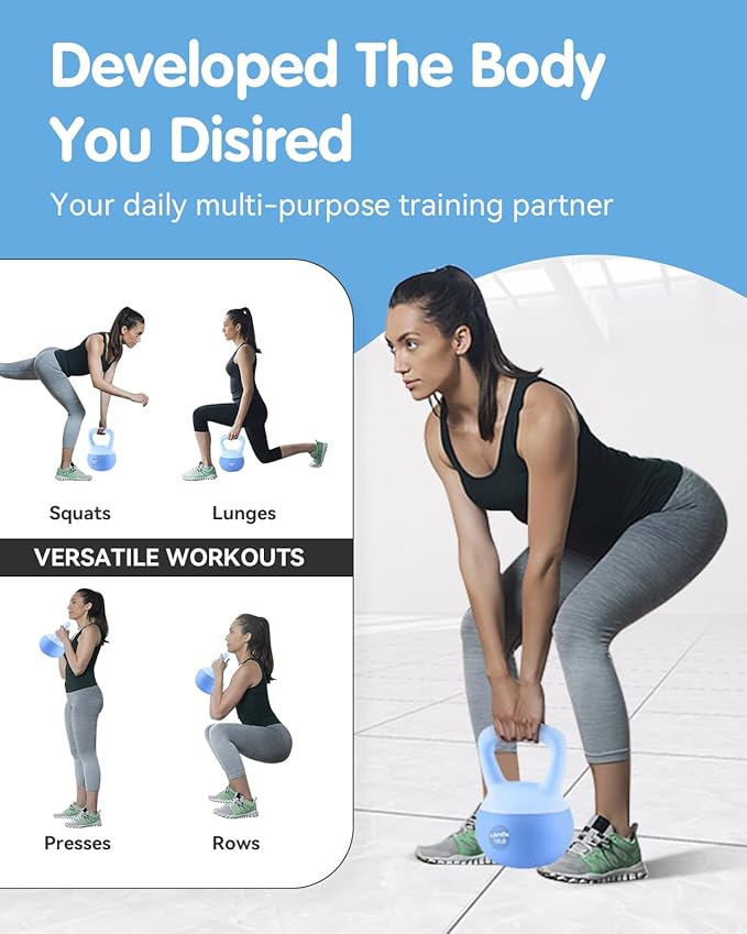 Soft Kettlebell - Cushioned Impact-Resistant Base and Anti-Slip, Kettle bell Anti-Slip Grip Weight for Home Workouts, Safe Strength Training Kettlebells Sets for Women & Men, With Non-slip Gloves