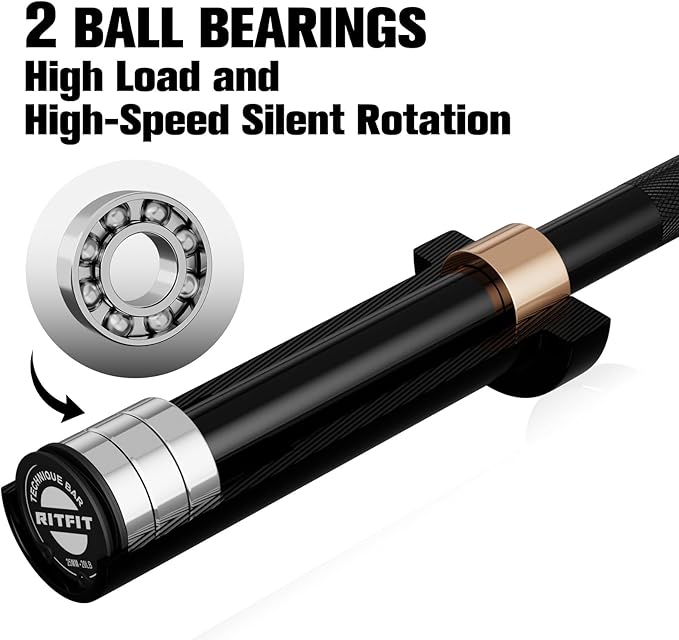 RITFIT Olympic Barbell 4ft/4.8ft/6ft - 2 Inch Weight Bar for Strength Training, Weightlifting, Squat, Deadlift, Bench Press, Curl, Overhead Press - 350lbs/500lbs Capacity