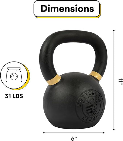 Kettlebell Kings Powder Coated Kettlebell Weights - 9-97 lb Strength Training Kettlebells for Men and Women - Hand Weights Workout Gym Equipment - Weights Set for Home Gym- New