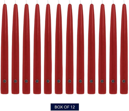 Colonial Candle Unscented Taper Candle, Handipt Collection, Red, 10 in, Pack of 12 - Up to 8 Hours Burn