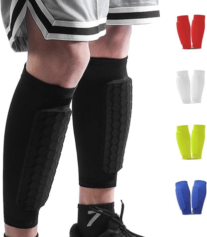 Soccer Shin Guards Shin Pads for Kids Youth Adult, Calf Compression Sleeve with Honeycomb Pads, Support for Shin Splint Baseball Boxing Kickboxing MTB