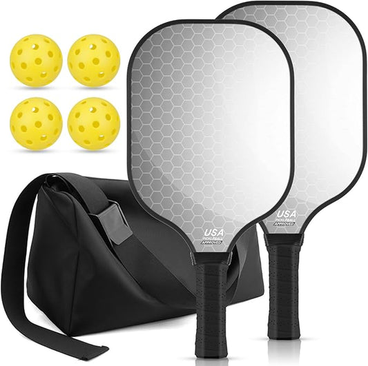 99.9% T300 Carbon Fiber Lightweight Pickleball Paddles Set of 2 Indoor Outdoor Games Equipment Beginner Intermediate Pro Sports Accessories Gifts