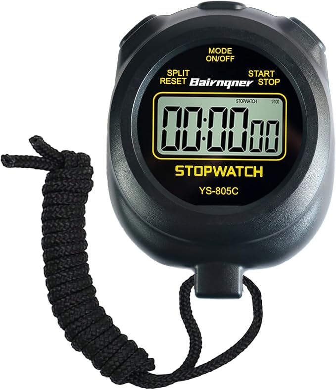 Stopwatch Timer with Countdown, ON/Off Simple Operation No Clock No Date, Digital Stop Watch for Sports, Black