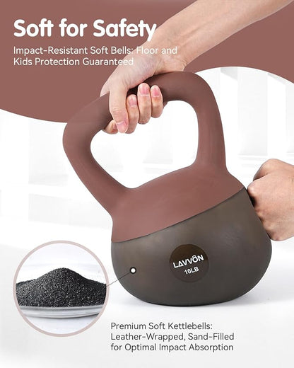 Soft Kettlebell - Cushioned Impact-Resistant Base and Anti-Slip, Kettle bell Anti-Slip Grip Weight for Home Workouts, Safe Strength Training Kettlebells Sets for Women & Men, With Non-slip Gloves