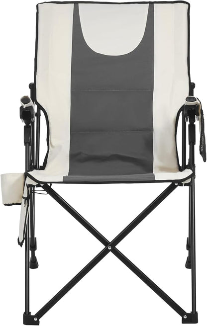 VEVOR Heated Camping Chair, 3 Heat Settings, High Back Folding Camping Chair, Supports 260lbs, Full Padded Beach Chairs with Armrest & Cupholder, Portable Lawn Chairs for Outdoor Sports Travel