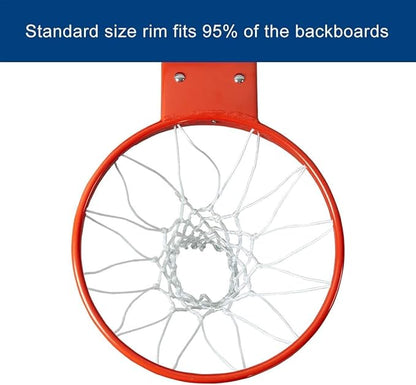 Professional 180º Heavy Duty Breakaway Basketball Rim，18 inch Single Spring Flex Rim Goal Replacement fit Indoor and Outdoor Backboard