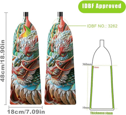 Z&J SPORT Adjustable Dragon Boat Paddle, IDBF Approved Carbon Fiber Paddle, Dragon Graphic Paddle with Adjuster for Dragon Boat Race with Adjustable T Handle