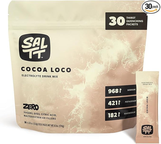 Keto Chow SALTT Electrolytes Powder Packets, Cocoa Loco (30 Hydration Packets) - Magnesium