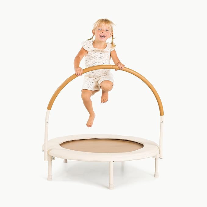 Gathre Springless Toddler Trampoline with Handle for Kids 3-6 | Wipeable Trampoline Pad | Movement, Balance, Fun | 55 lb Weight Limit | 11.5" Diameter