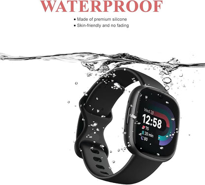 Compatible with Fitbit Versa 4 / Fitbit Versa 3 / Fitbit Sense/Sense 2 Bands, Soft Silicone Replacement band for Women Men 2 Pack