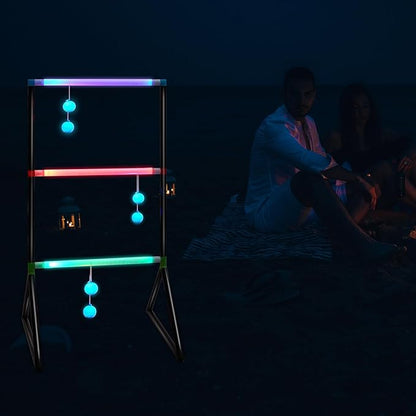 Sosation Light up Ladder Ball Set 6 Glow in The Dark Ball 2 LED Ladder Toss Outdoor Lawn Toss Game with Bag for Indoor Lawn Camping Beach Backyard Games