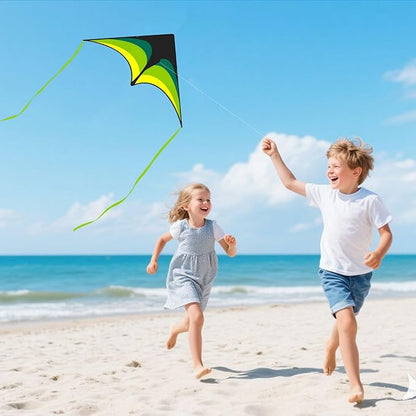 Delta Kite for Kids and Adults, Easy to Fly, Nylon Fabric with String Handle, Outdoor Beach Park Activities
