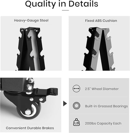 LIONSCOOL Premium Solid Steel Dumbbell Rack Stand Only, A-Frame Portable Weight Storage Organizer with Optional Tray and Wheels, Perfect for Home Gym Fitness Storage (200LBS/300LBS/700LBS Weight Capacity Available)