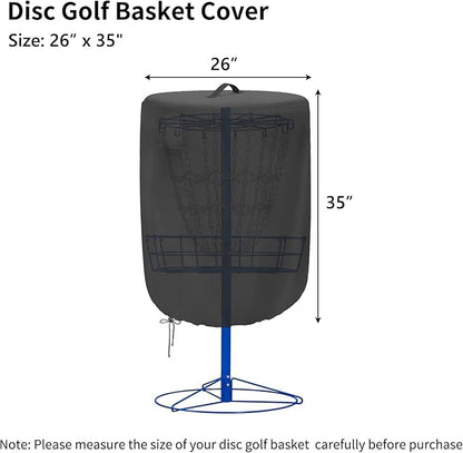 Disc Golf Basket Cover Outdoor Waterproof Chain Universal Flying Disc Golf Practice Basket Covers Dustproof Anti-UV 26" D x 35" H Black
