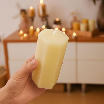 6PCS Hexagon Beeswax Pillar Candles,Large Handmade Pure Beeswax Candle,Unscented Smokelessï¼? * 4",18H, White