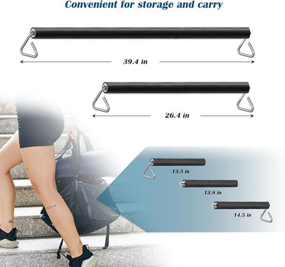 Resistance Band Bar, 26.4in or 39.4in, Workout Bar for Fitness, Portable Weightlifting Training, Suit for Home Exercise, Resistance Band Training