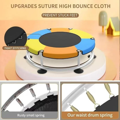 Trampoline for Kids, Full Anti-Rust 440lbs Anti-Rollover Round Bottom Toddler Trampoline, T-handrail Adjustable Baby Toddler Trampolines Dart Board