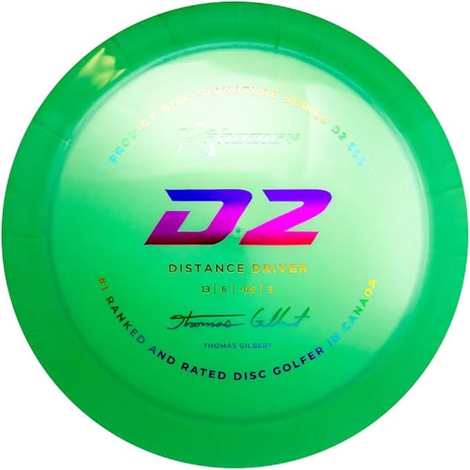Prodigy D2 500 Plastic - Thomas Gilbert 2022 Signature Series | Overstable Disc Golf Distance Driver | Great Grip in All Conditions | Designed for Strong Throwers | Colors May Vary (170-174g)