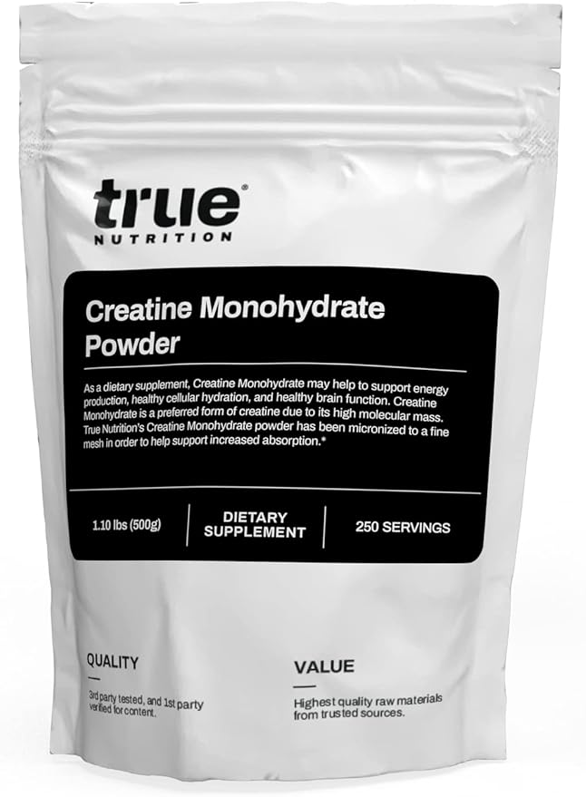 True Nutrition - Creatine Monohydrate Powder - Micronized Creatine Powder - Promotes Lean Muscle Growth, Muscular Strength, and Workout Intensity - Pre and Post Workout Supplement (500 g)