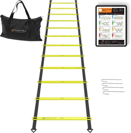 MANTRA SPORTS Agility Ladder, 12-Rung Speed Ladder, Soccer Training Equipment, Footwork Drills