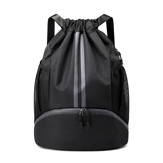 JELUTAR Drawstring Backpack Gym Bag with Shoes Compartment, Black