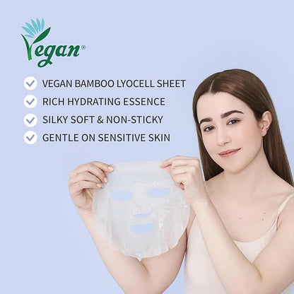 #OOTD Collagen Hydrating Sheet Masks for Face Korean Anti Aging Mask Sheet for Dry Skin & Sensitive Skin, EVE Vegan, Not Tested on Animals, No Parabens, No Sulfates, Hyaluronic Acid, Witch Hazel 10EA