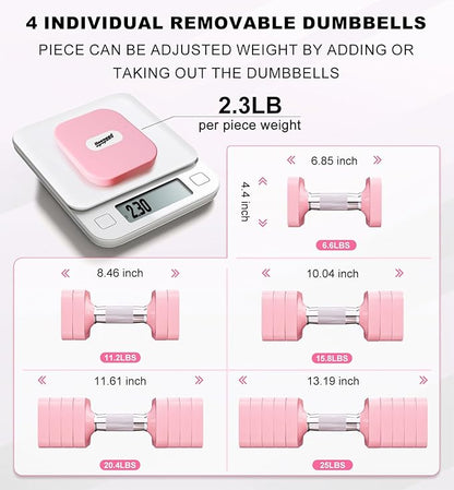 15LB 20LB 40LB 50LB Adjustable Dumbbell Set Free Weights Dumbbells Set for Women Men Hand Weights Sets Adjust Dumbbell Weight Sets for Home Gym Exercise Workout Strength Training Equipments