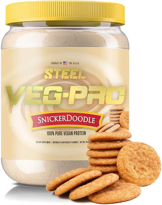 Steel Supplements Veg-PRO | Vegan Protein Powder, Snickerdoodle | 25 Servings (1.65lbs) | Protein Powder with BCAA Amino Acid | Gluten Free | Non Dairy | Low Carb Formula