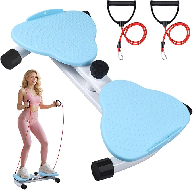 Waist Twister Machine, Ab Twister Board with Resistance Bands - 300 lbs Capacity Home Exercise Equipment for Belly Fat, Core Workout - Noiseless & Anti-Slip for Women/Men