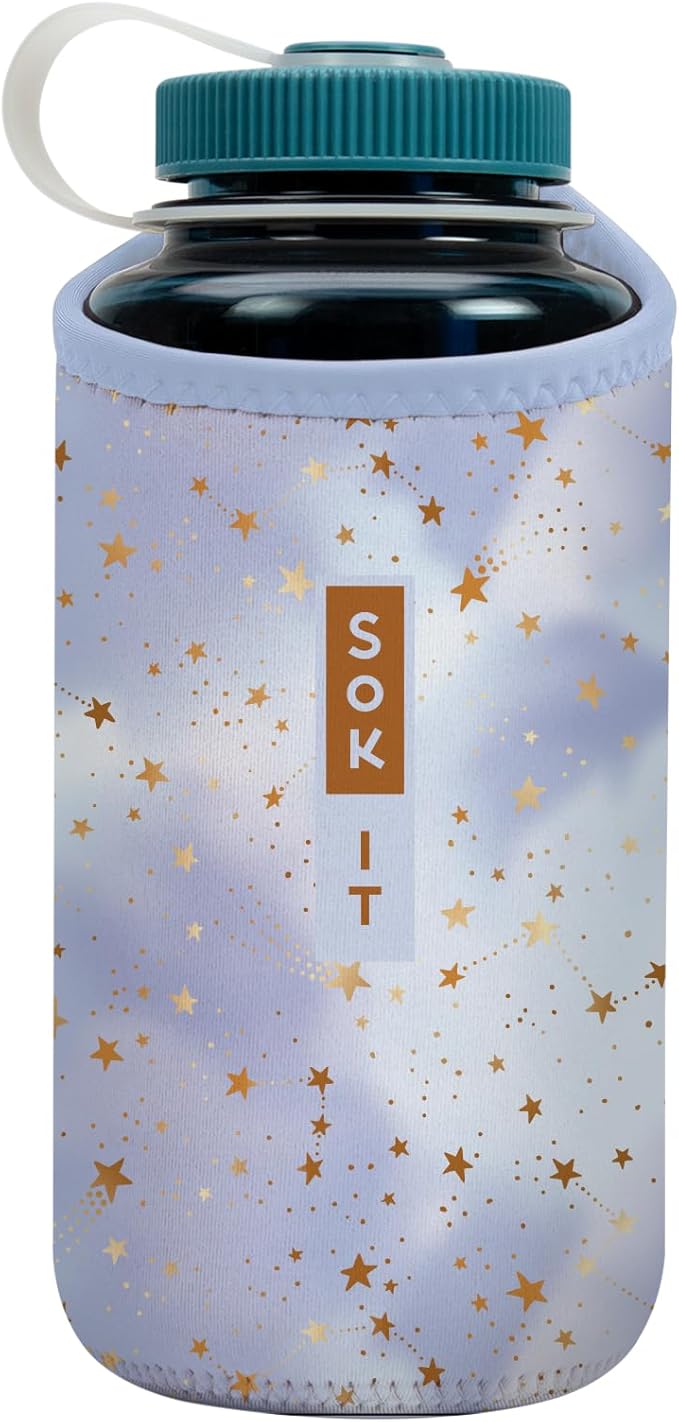 Sok It BotlSok Water Bottle Sleeve Insulated Neoprene Cover (Cosmic Glitter, Fits 32oz Nalgene)