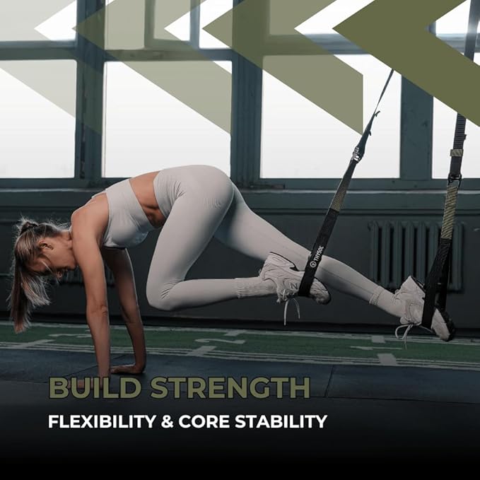 THYSOL® Resistance Trainer Pro Xtreme Straps Army | Sling Trainer Set with Adjustable Door Anchor | Fitness Home Workouts - Suitable for Travelling & for Training Indoor & Outdoor