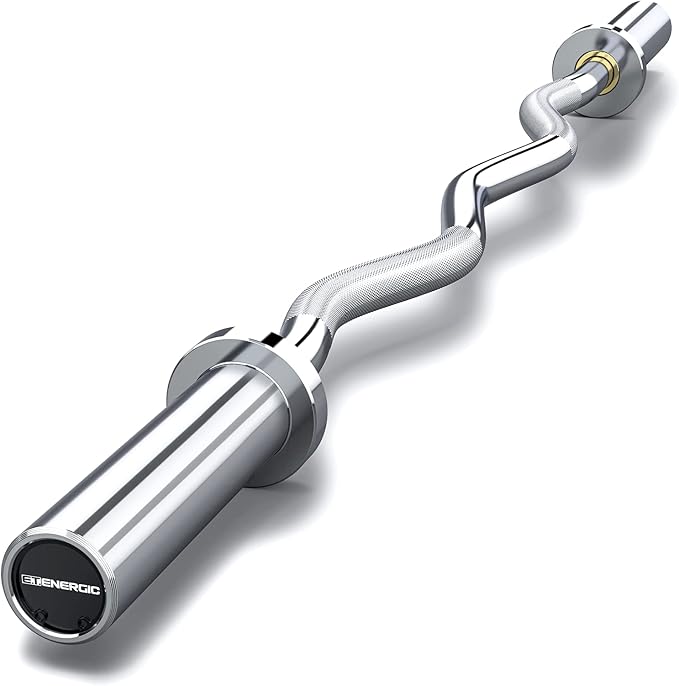 47" Olympic EZ Curl Bar 500-lbs Capacity Steel Barbell Suitable for 2" Weight Plates, 2-Inch Curl Bar for Weight Lifting,Hip Thrusts,Squat,Biceps-Home Gym Weight Bar