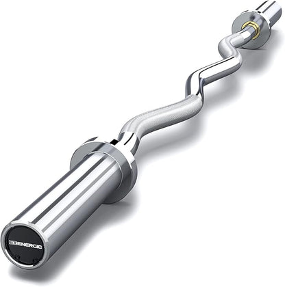 47" Olympic EZ Curl Bar 500-lbs Capacity Steel Barbell Suitable for 2" Weight Plates, 2-Inch Curl Bar for Weight Lifting,Hip Thrusts,Squat,Biceps-Home Gym Weight Bar