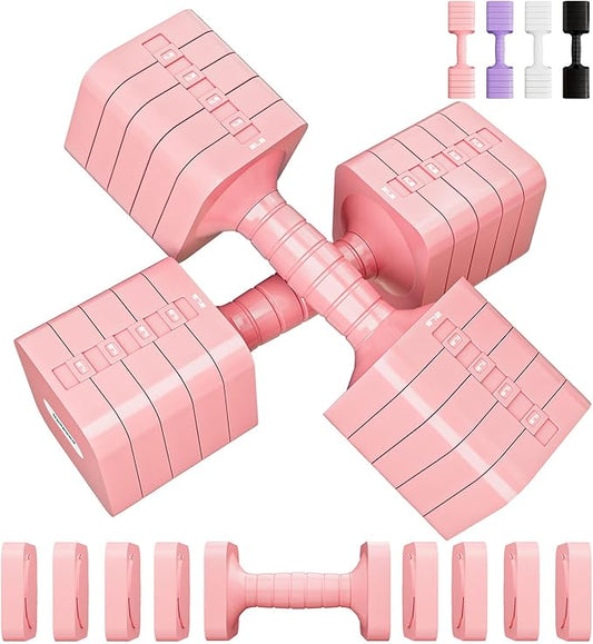 Adjustable Dumbbell Set for Women Men 16LB 20LB Hand Weights Dumbbells Sets Woman Exercise Fitness dumbbell Adjust dumbbells set of 2 for Home Gym Workout Strength Training Equipments