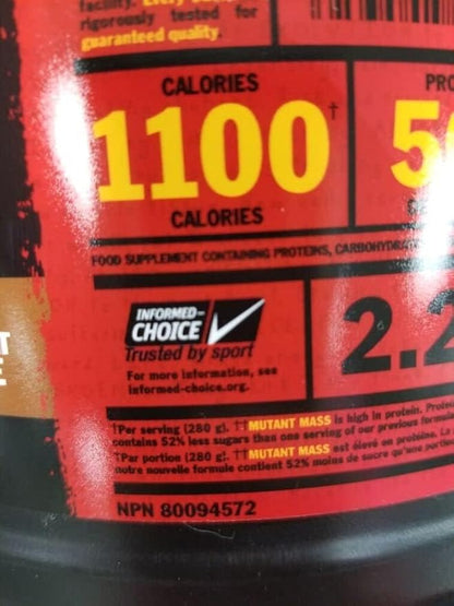Mutant Mass Weight Gainer Protein Powder ??Build Muscle Size and Strength with 1100 Calories ??56 g Protein ??26.1 g EAAs ??12.2 g of BCAAs ??15 lbs with 24 Servings ??Cookies & Cream