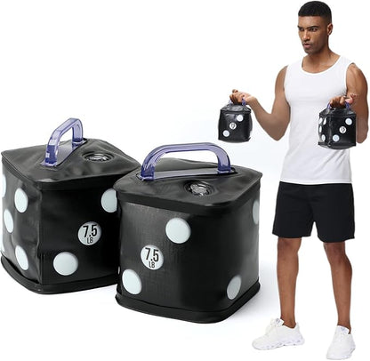 Travel Dumbbells, Water Filled Dumbbells Set, Fitness Exercise Dice 15/20 lbs, Portable Fitness Equipment, Fun for Strength Training, Core Training