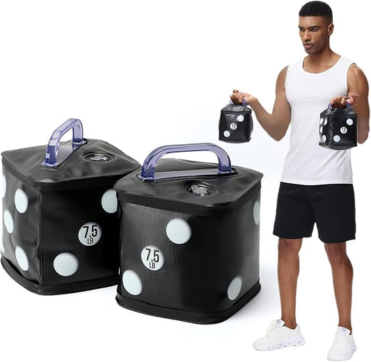 Travel Dumbbells, Water Filled Dumbbells Set, Fitness Exercise Dice 15/20 lbs, Portable Fitness Equipment, Fun for Strength Training, Core Training