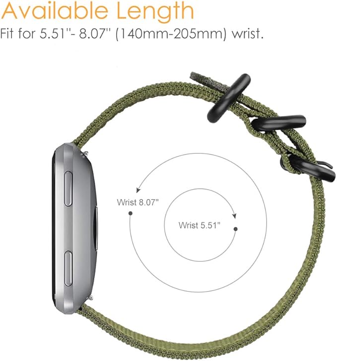 FINTIE Bands Compatible with Fitbit Versa 2/1 / Lite Edition, Soft Nylon Replacement Strap Wristband Accessories (Olive)