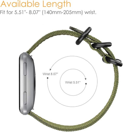 FINTIE Bands Compatible with Fitbit Versa 2/1 / Lite Edition, Soft Nylon Replacement Strap Wristband Accessories (Olive)